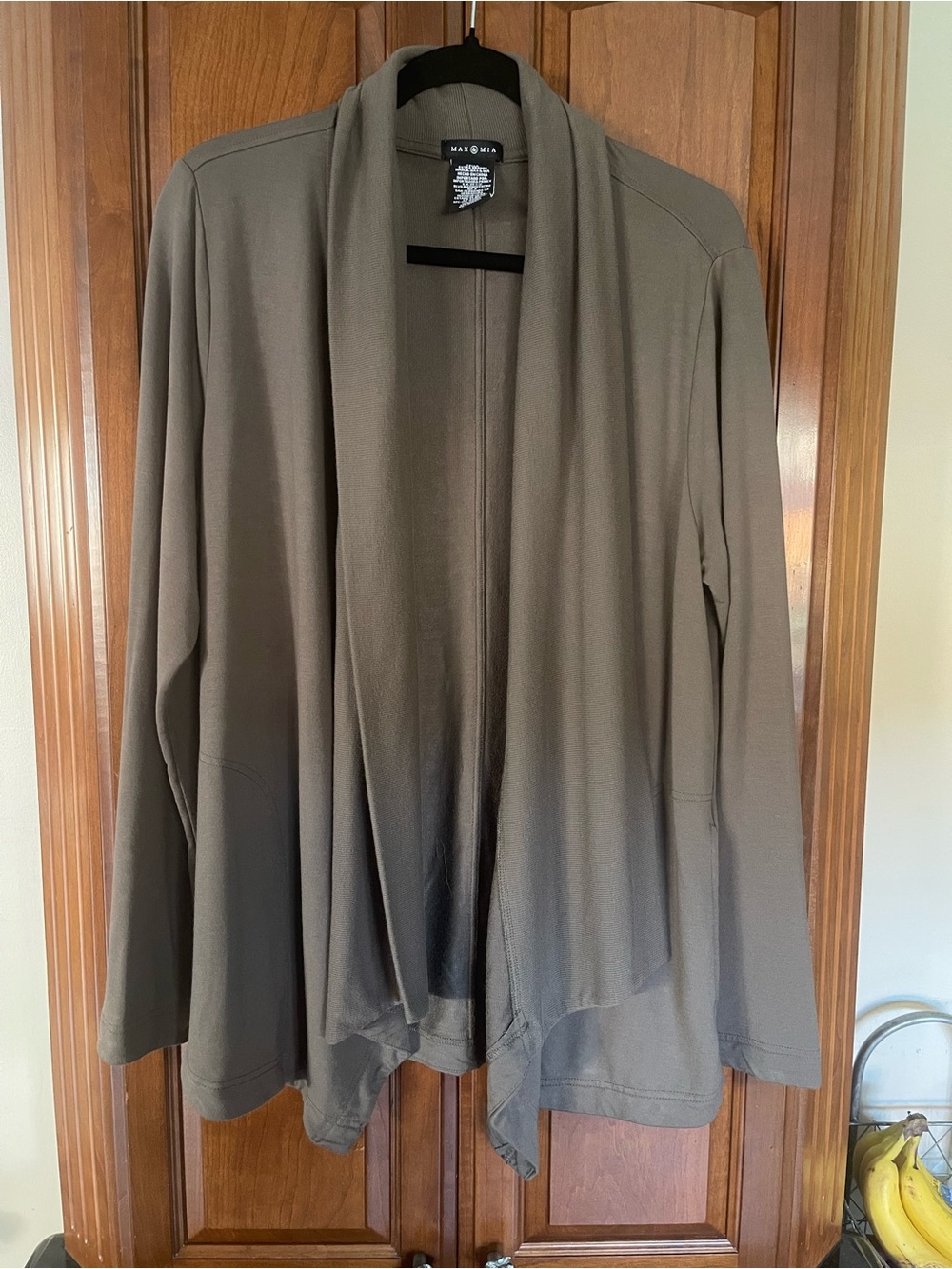 Max & Mia Taupe Draped Open-Front Jacket